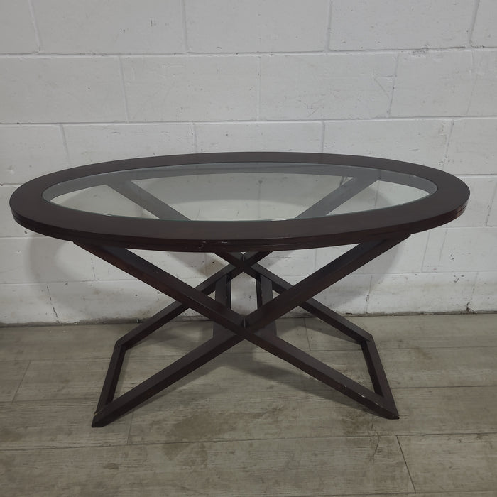 Dark Brown Console Table with Glass Top