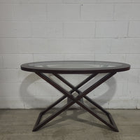 Dark Brown Console Table with Glass Top