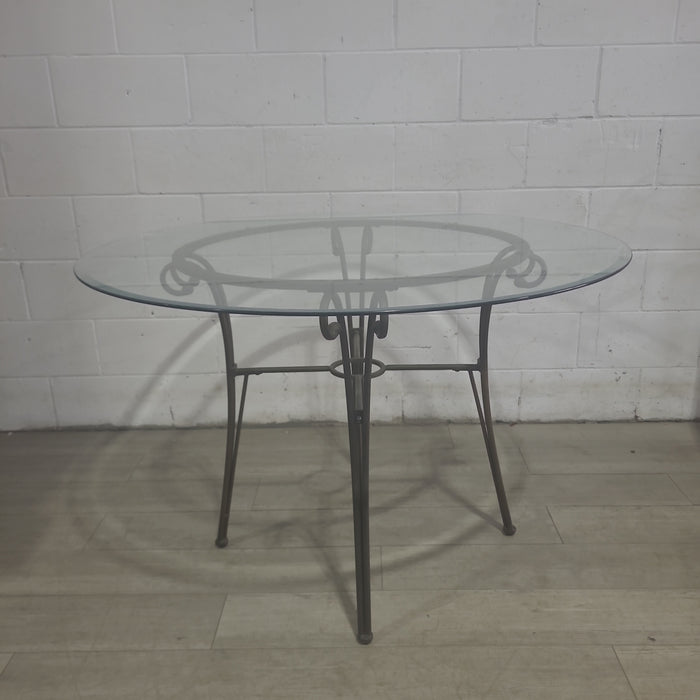 Round Glass Table W/ 4 Metal Chairs