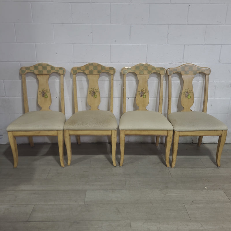 PULASKI Ivory Fruit Print Dining Table W/ 4 chairs