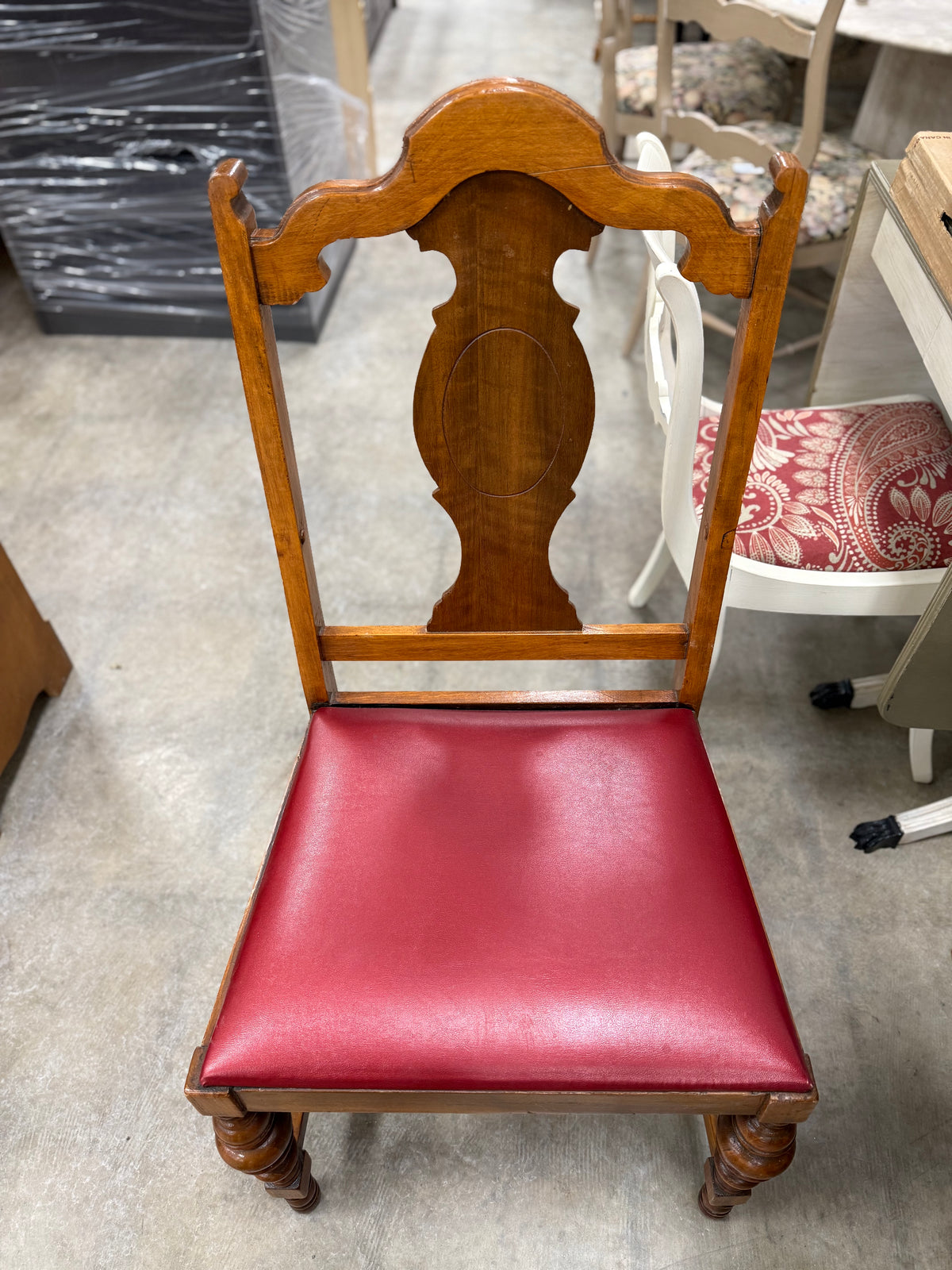 Vintage Honey Brown and Red Dining Table Set