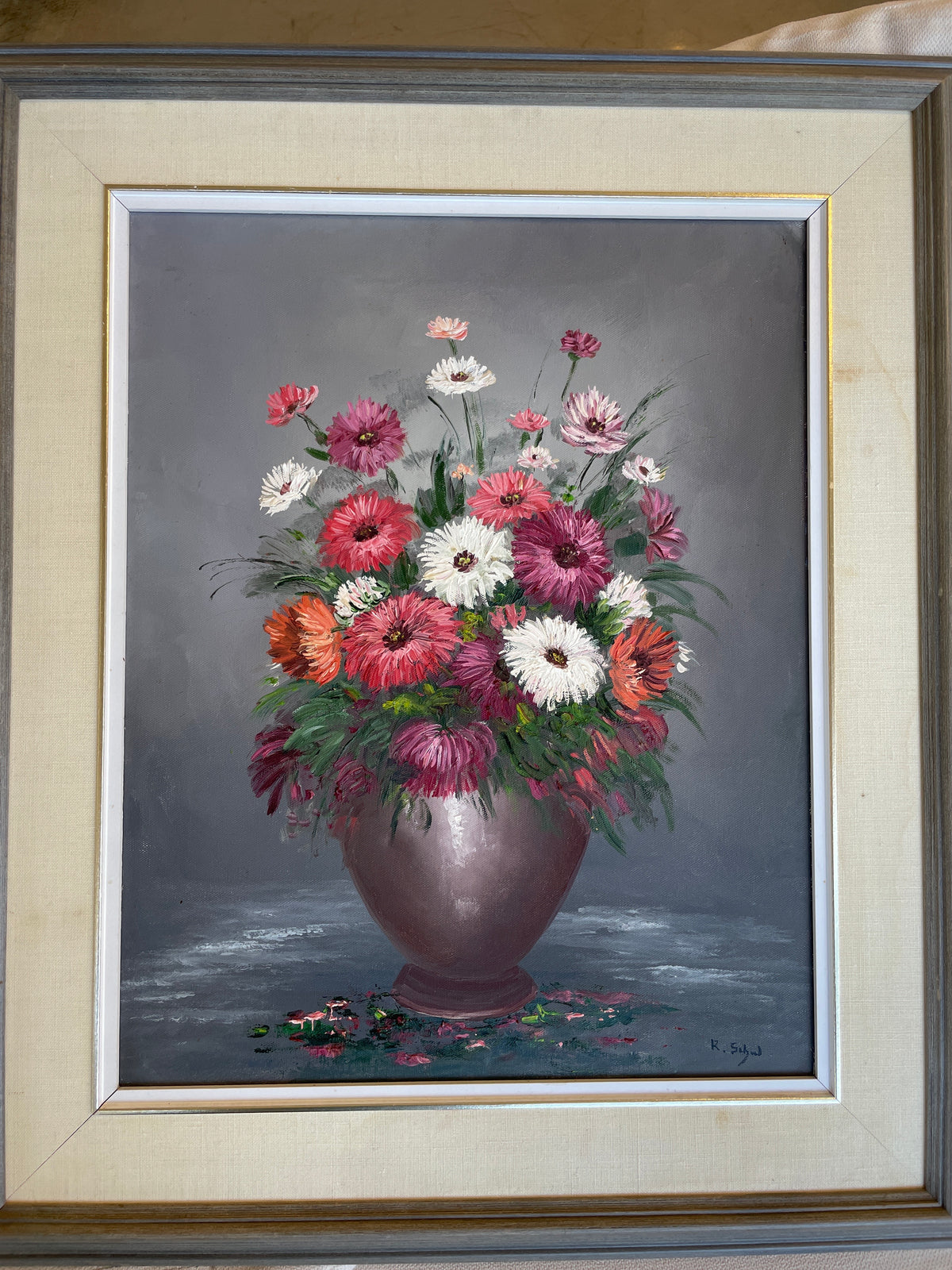 Artwork - Original oil painting by Canadian artist Rose Schul - Dahlias