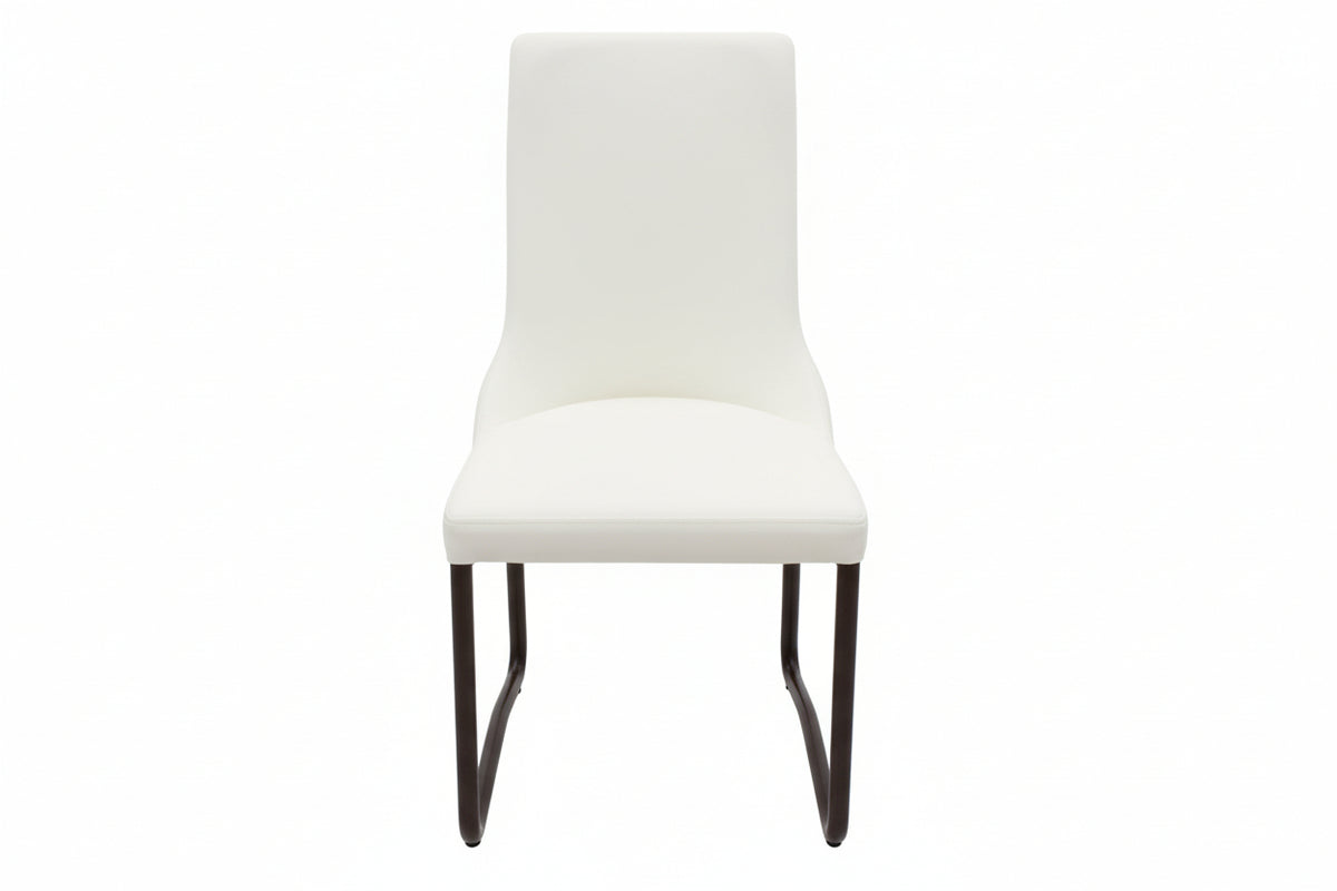 White Leather Dining Chairs With Metal Legs