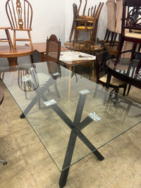 Contemporary Metal and Glass Rectangular Dining Table