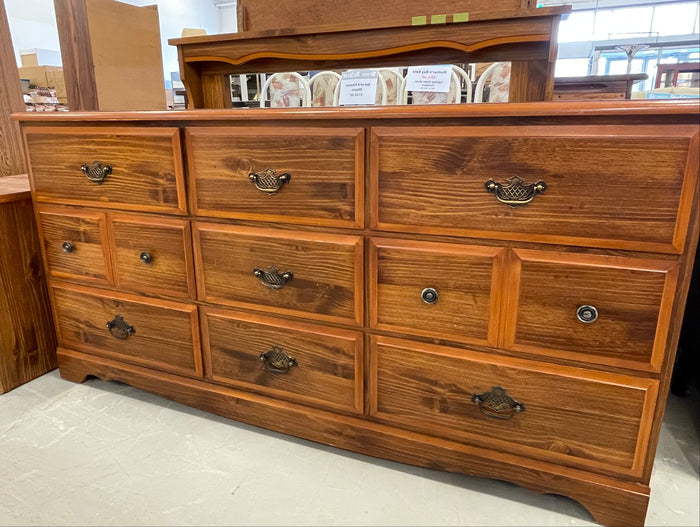 9-drawer Wooden Dresser with Mirror