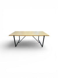 Modern Dining Table With Wood Top & Iron Frame