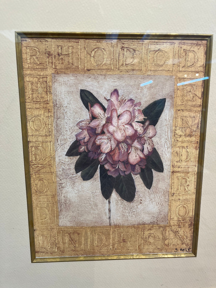 Floral Rhododendron Artwork With Gold Accents