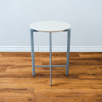 17" White Round 4-Leg Stool