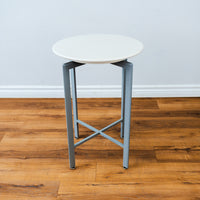 17" White Round 4-Leg Stool