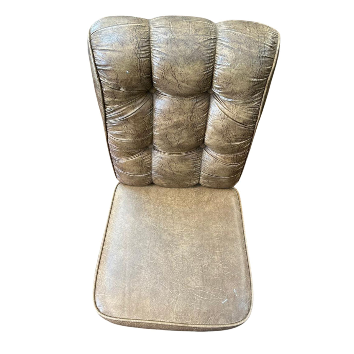 Faux Leather Dining Chair in Distressed Brown with Hints of Beige