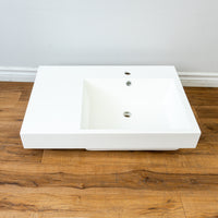 32-inch Porcelain Right Side Drain Countertop Sink in White