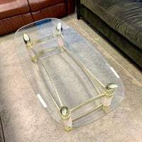 52-Inch W Vintage Italian Coffee Table – Glass Top with Brass Frame
