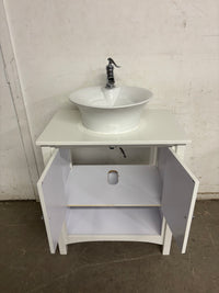 30”W Angel White Bathroom Vanity with Ceramic Sink