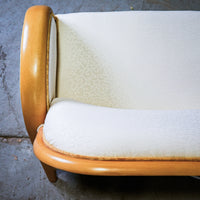 49-Inch W 2-Seater Sofa, White Fabric Upholstery in Wooden Frame