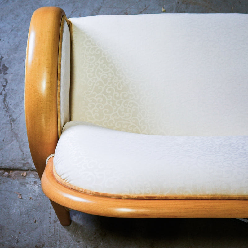 49-Inch W 2-Seater Sofa, White Fabric Upholstery in Wooden Frame