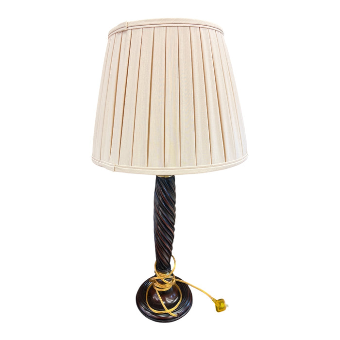 Traditional-Style Twisted Wood Lamp w/ Fabric Shade