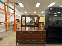 Mahogany 7 Drawer Lowboy Dresser with a Mirror