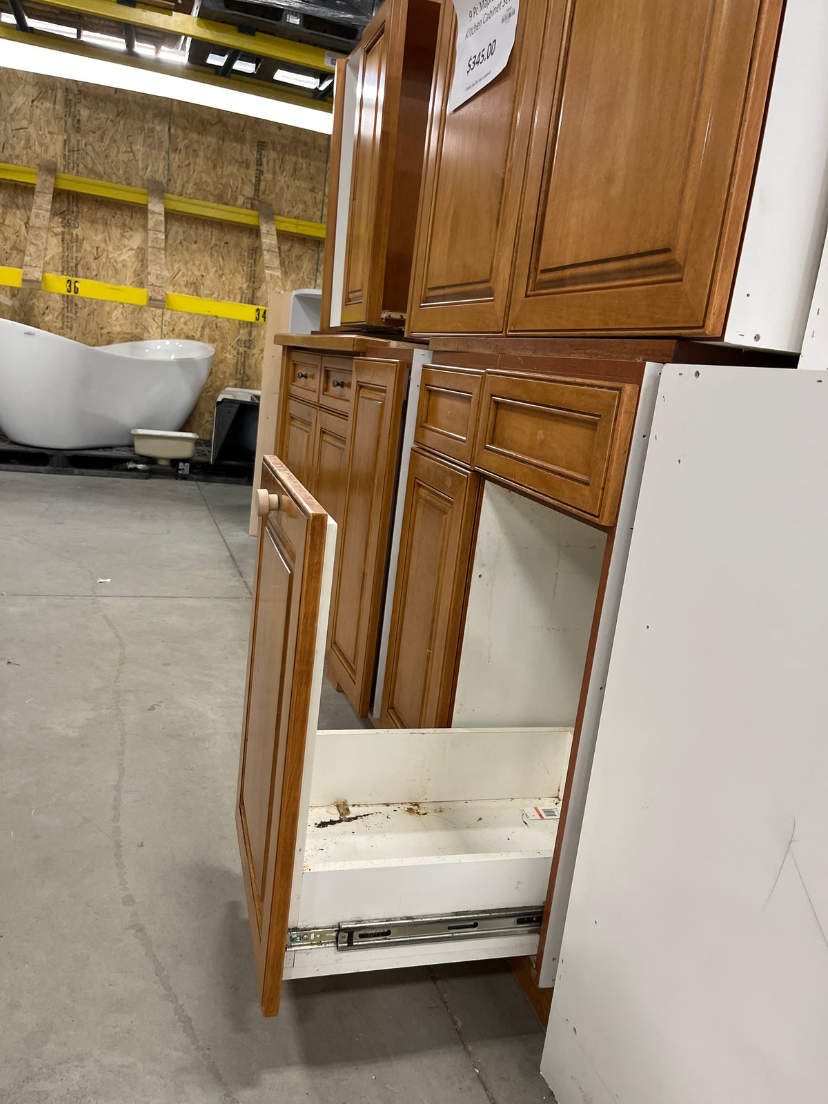 9 Pc Maple Color Kitchen Cabinet Set