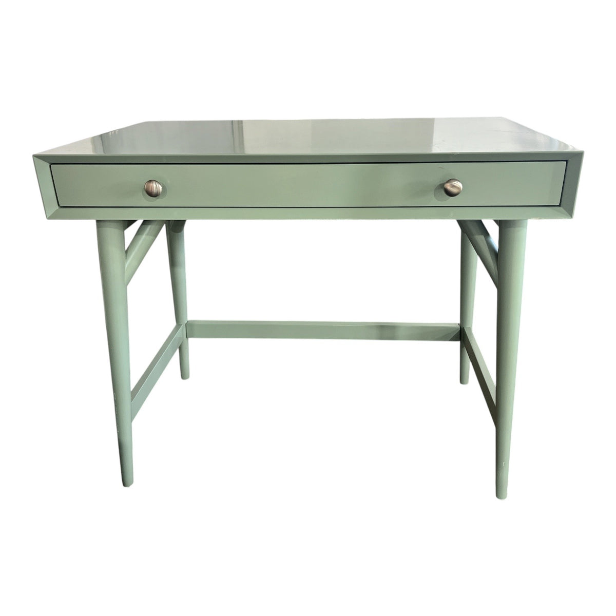 Modern Sage Green Writing Desk w/ Full-Width Drawer