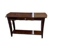 Dark Wood Curved Console Table with Drawer