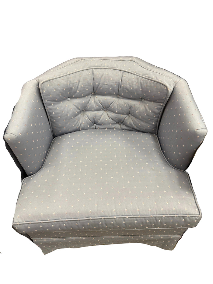Light Blue Polka Dot Tufted Accent Chair