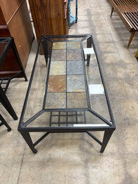 Slate and Glass Metal Coffee Table