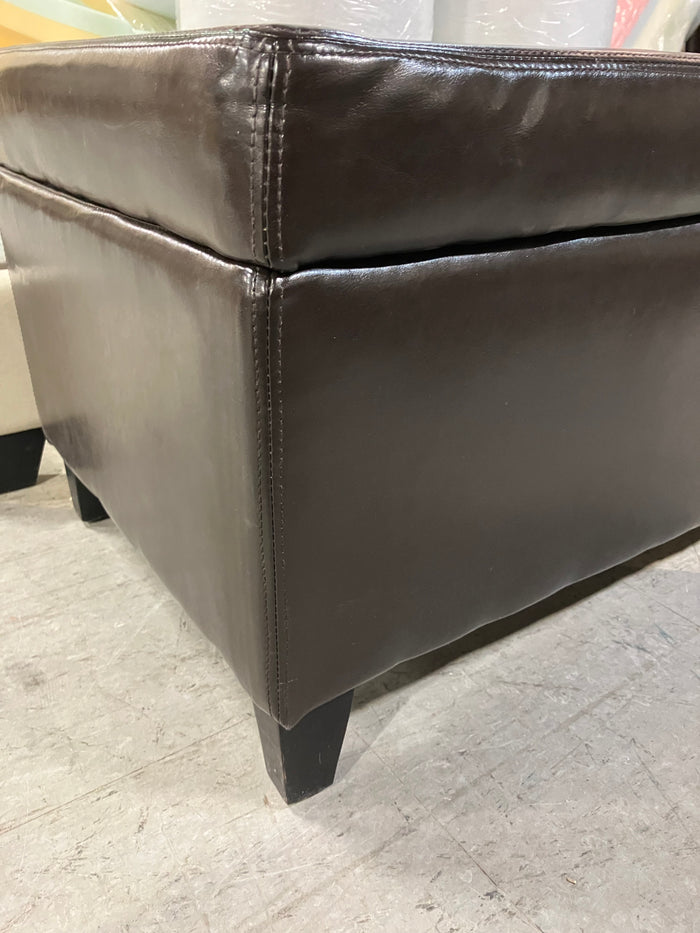 Faux Leather Ottoman with Storage