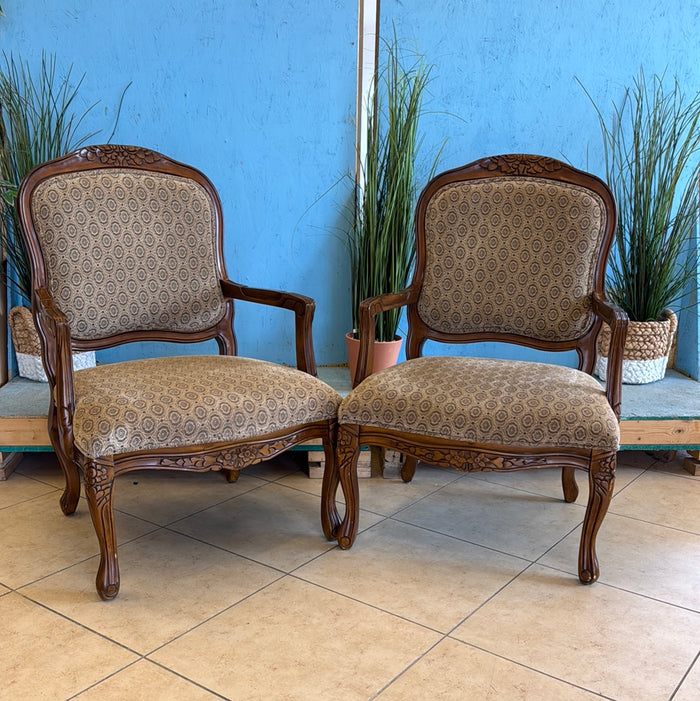 Bergere Accent Armchairs - A Pair