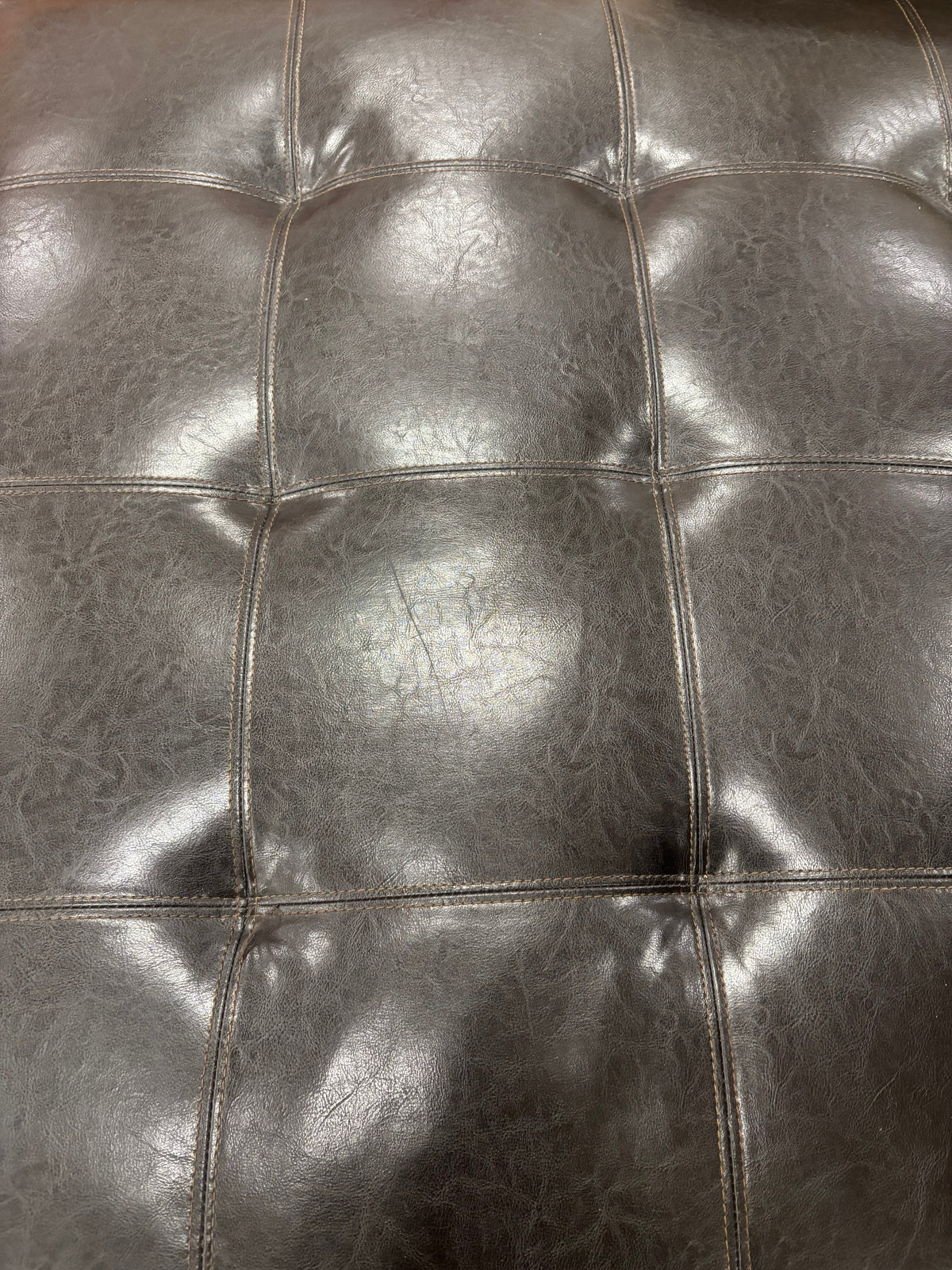 Brown Leather Square Ottoman