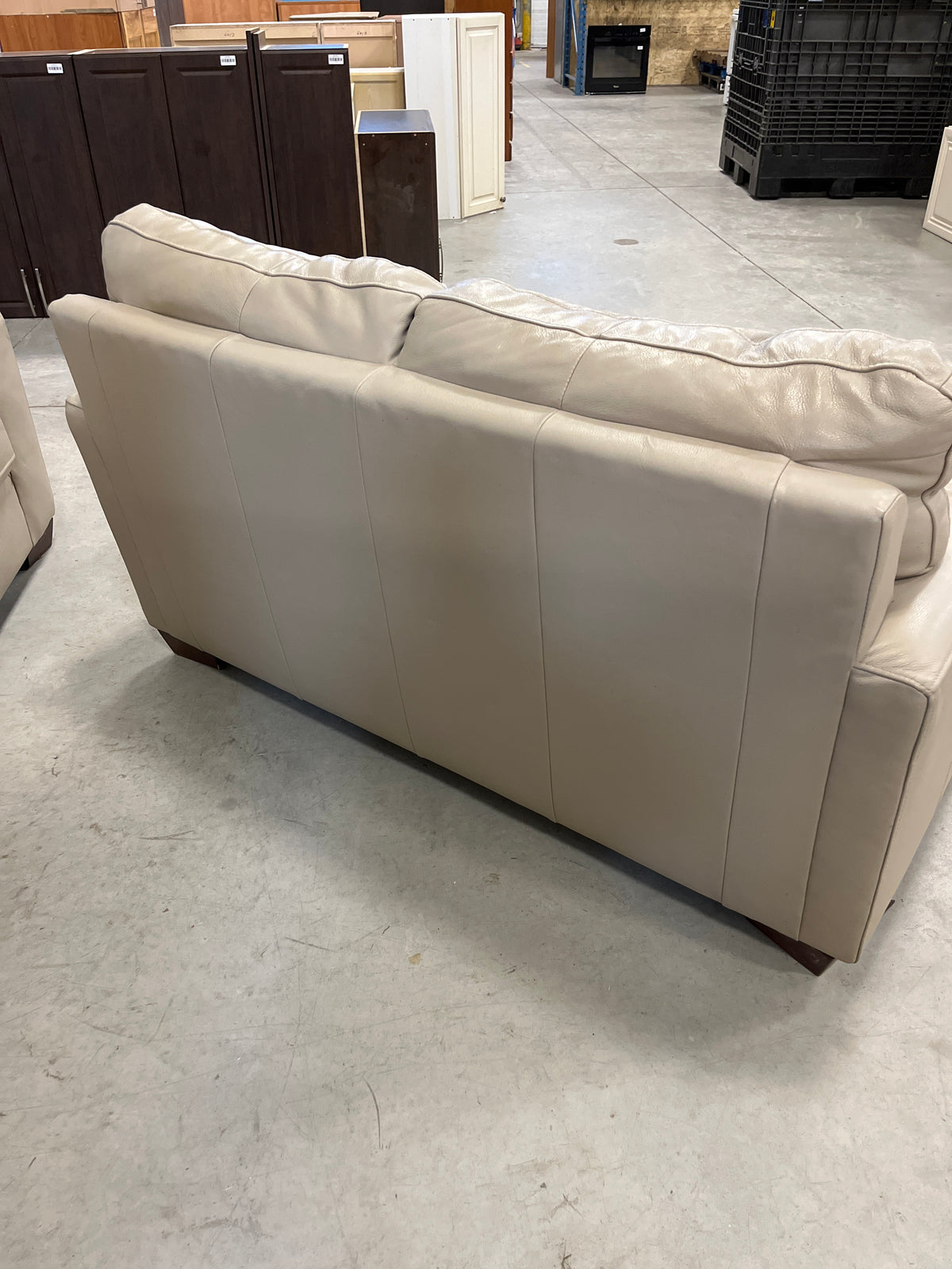 61" Beige Leather Loveseat Sofa