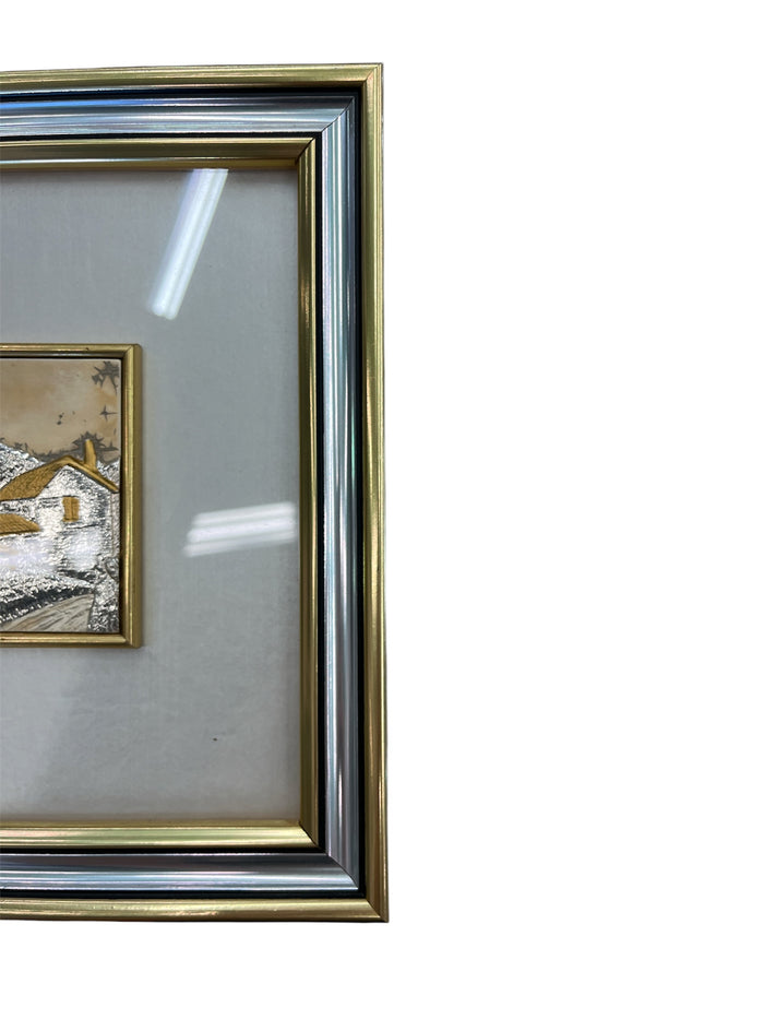Silver and Gold Embossed Metal Bas-Relief Landscape Wall Art