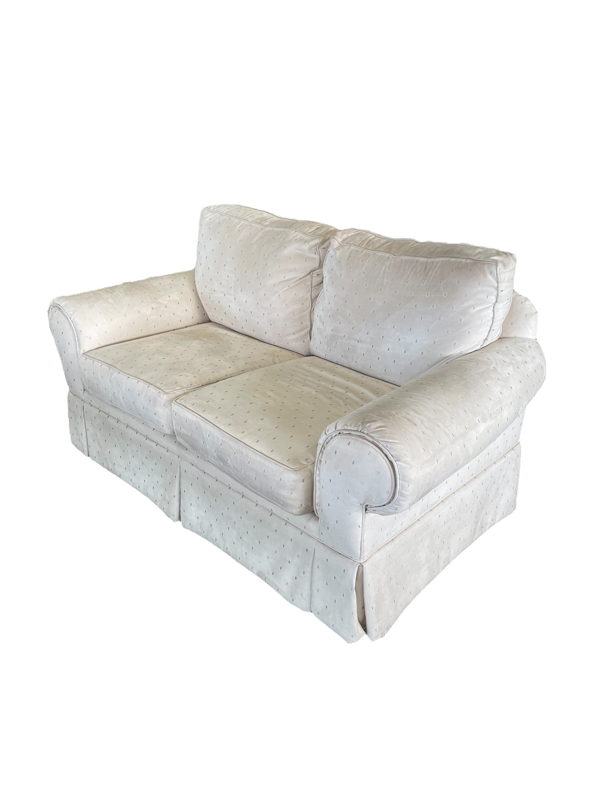 Upholstered White Loveseat