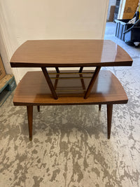 26 In. Wide Vintage Mid-Century Modern 2-Tier Step End Table