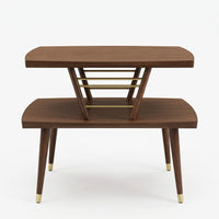 26 In. Wide Vintage Mid-Century Modern 2-Tier Step End Table