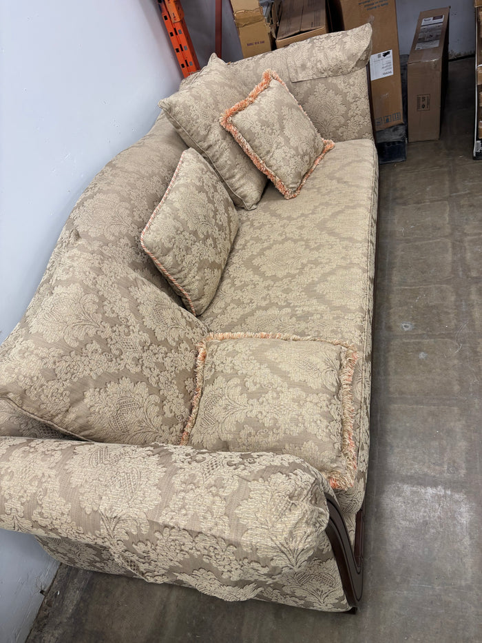 Traditional Dark Tan Floral Sofa