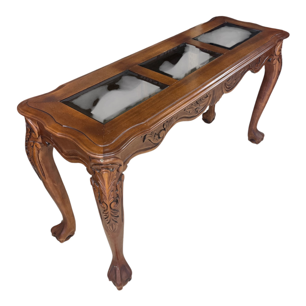 Chippendale Console Table w/ Glass Top