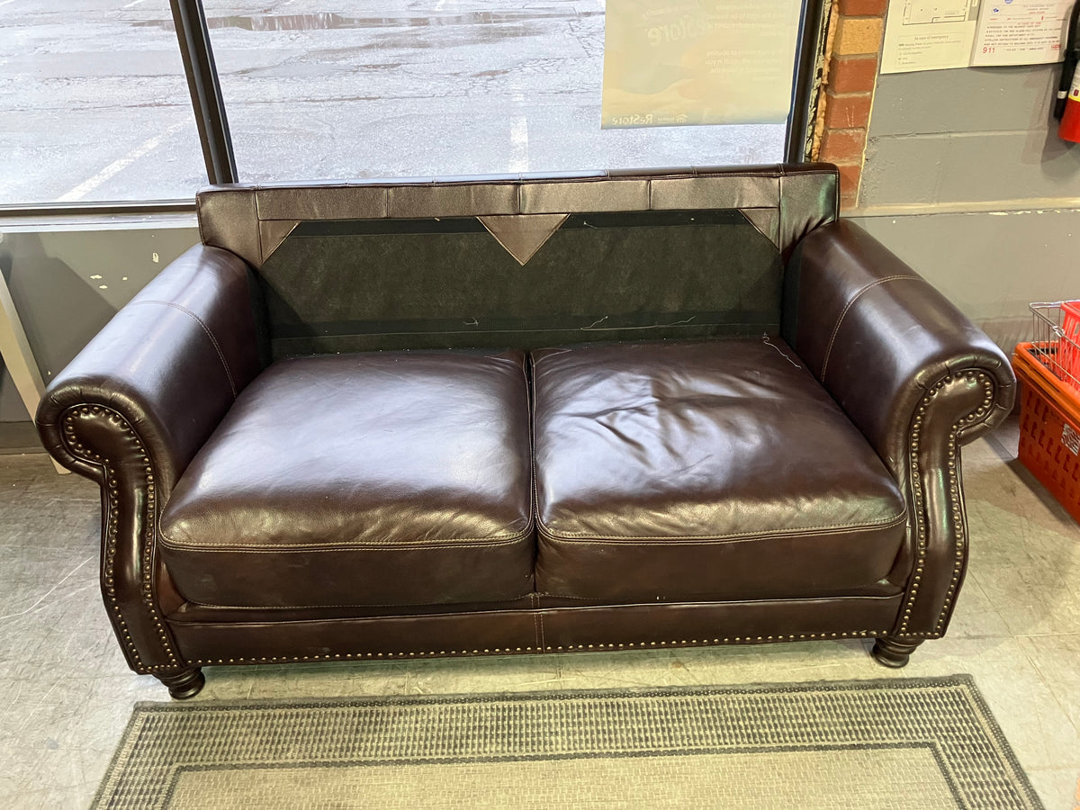 Brown Studded Loveseat