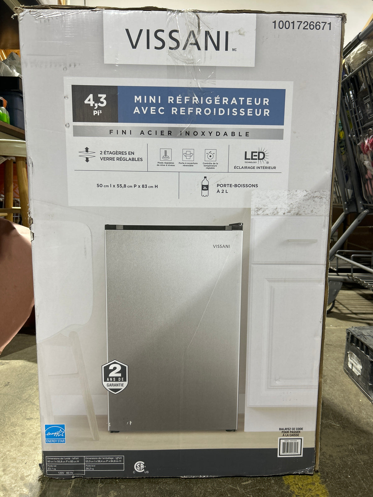 Vissani 4.3 cu. ft. Stainless Steel Mini Refrigerator