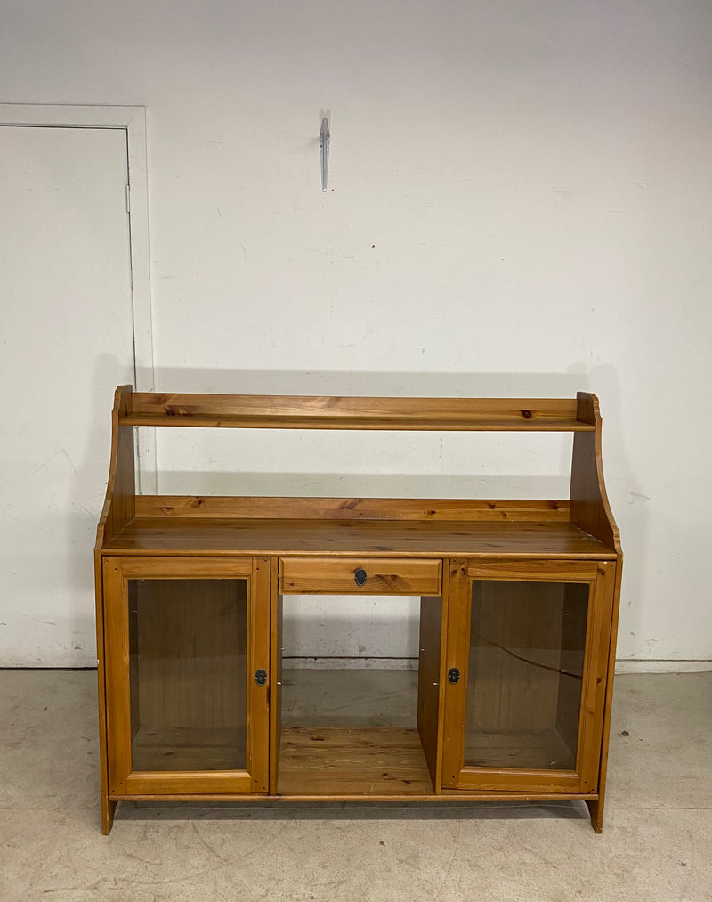 56” Wooden Side Board With Glass