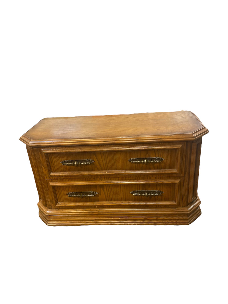 Solid Wood 2-Drawer Nightstand