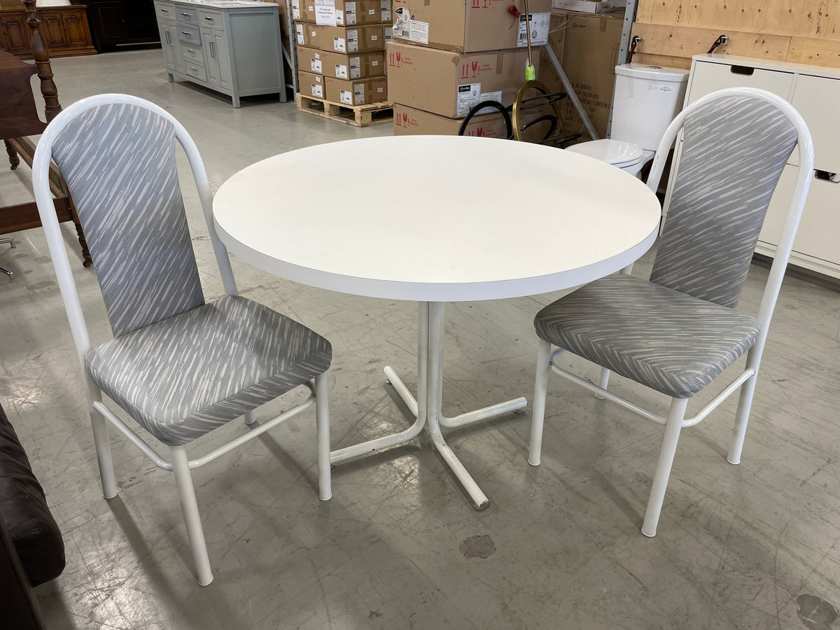 Cream and Gray Patio Set - Round Table and 2 Chairs