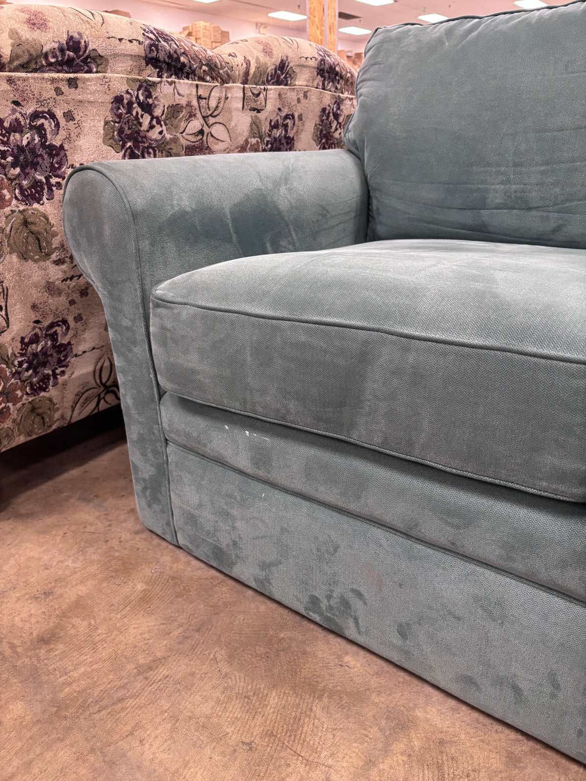Blue 3-Seater Fabric Sofa