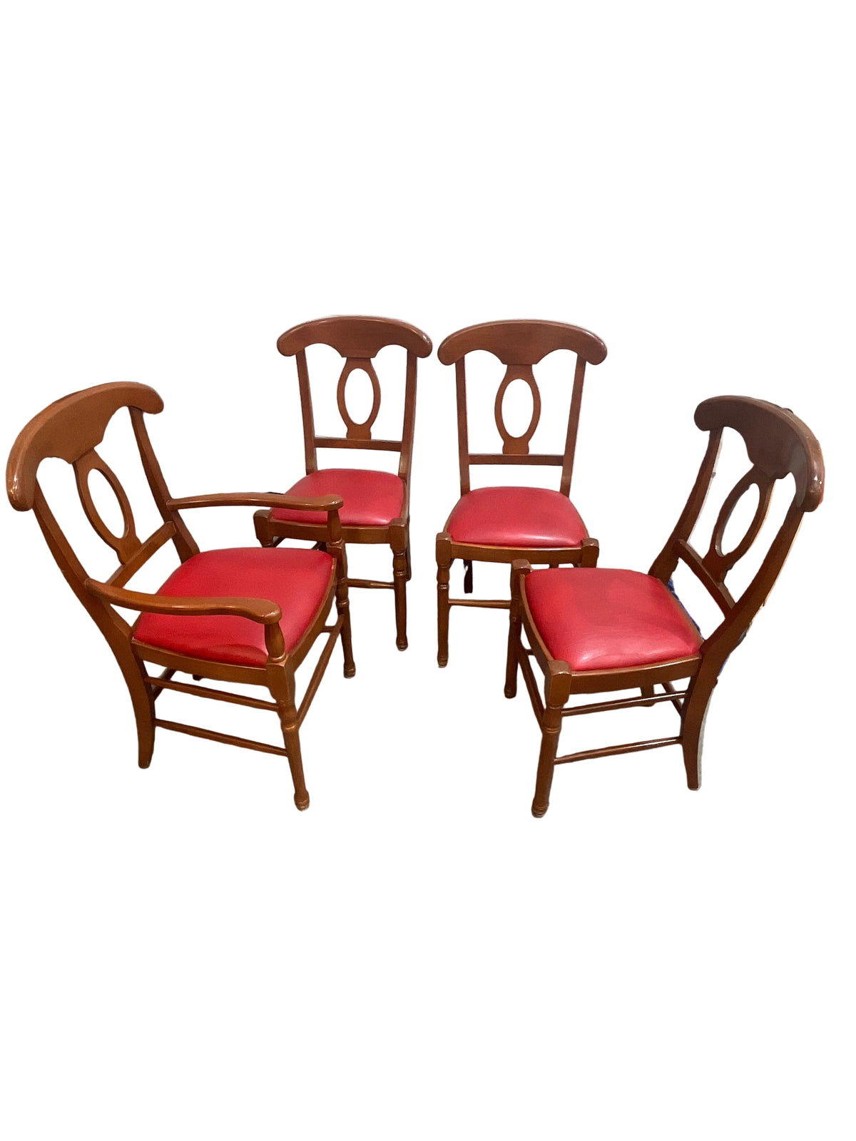 4-Piece Wooden Carver Chair with curved top rail & Oval Backrest