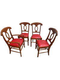 4-Piece Wooden Carver Chair with curved top rail & Oval Backrest