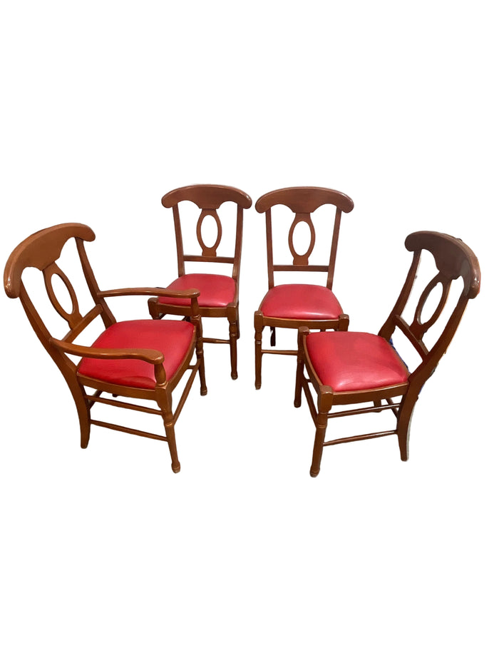 4-Piece Wooden Carver Chair with curved top rail & Oval Backrest