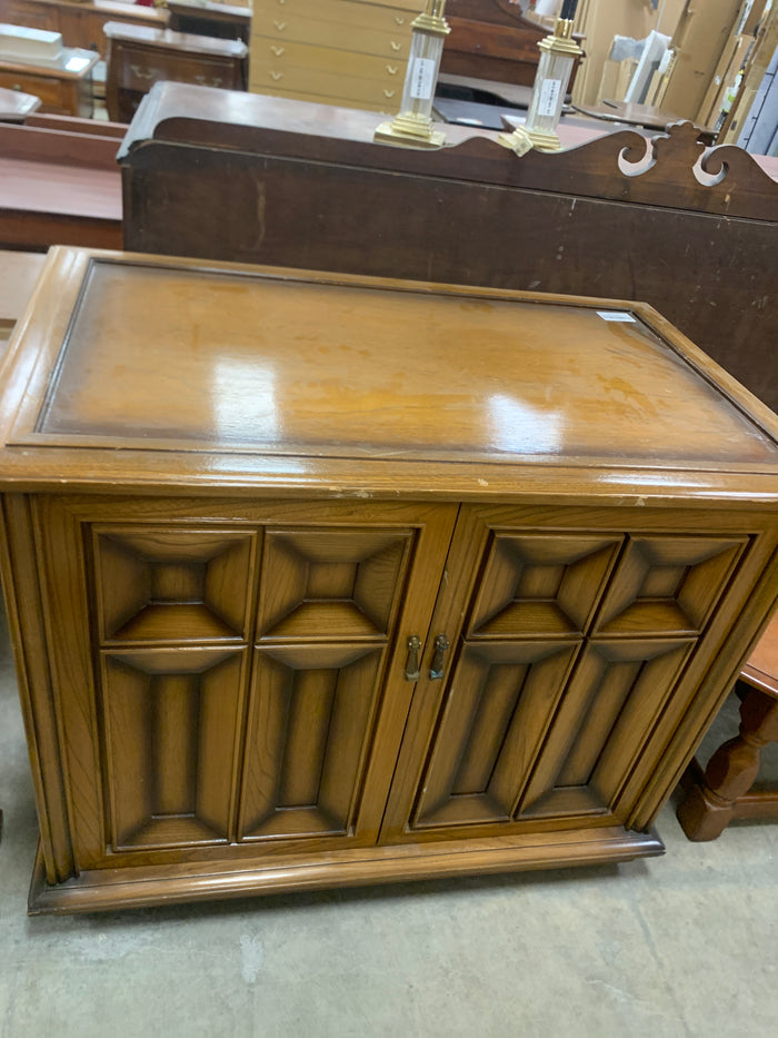 Warm Honey Brown Entertainment Unit with Wheels