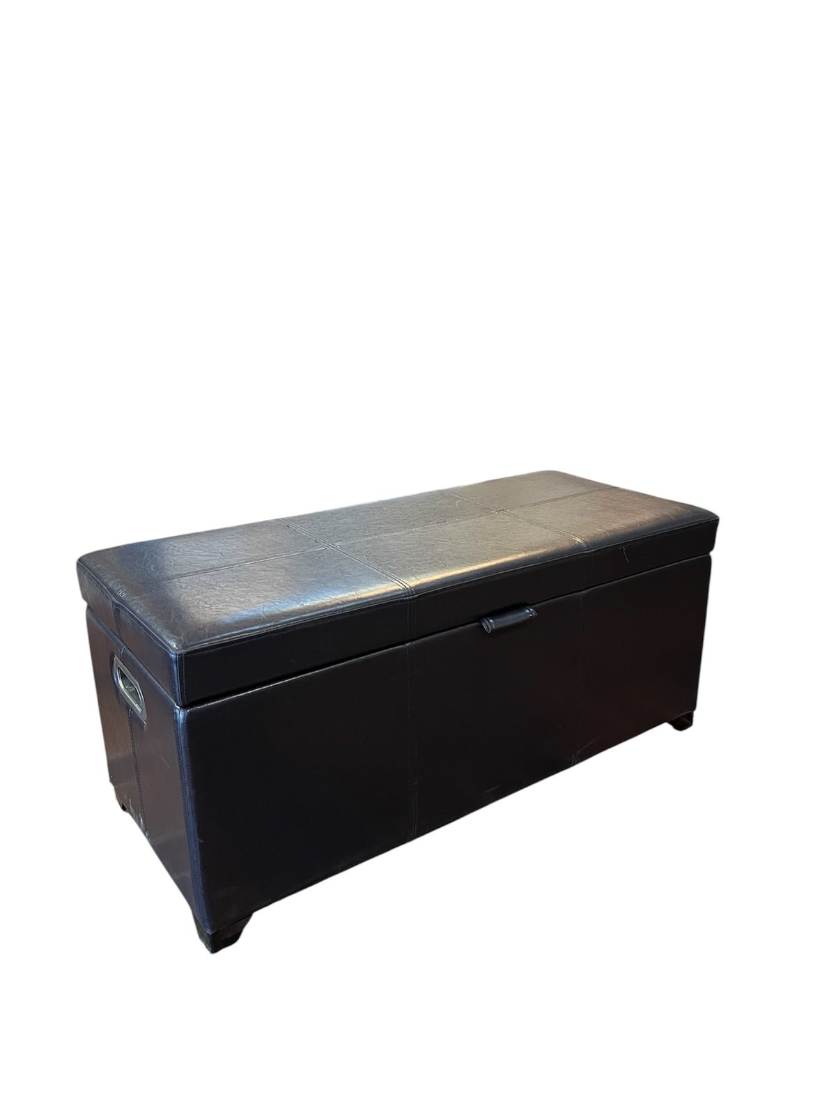 Dark Brown Storage Ottoman Bench With Handles & Lift Top