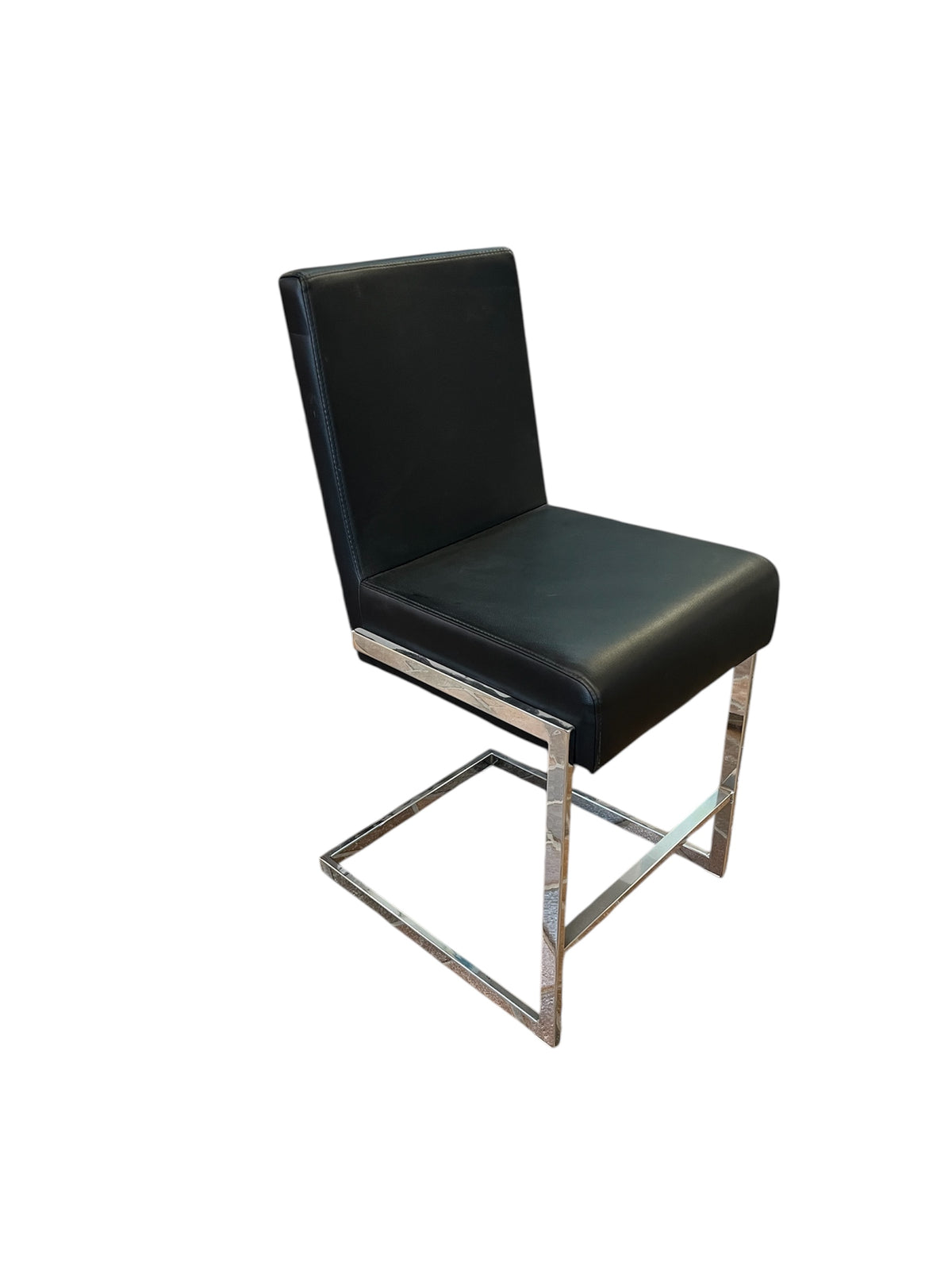 Black Leather Chair with Chrome Frame
