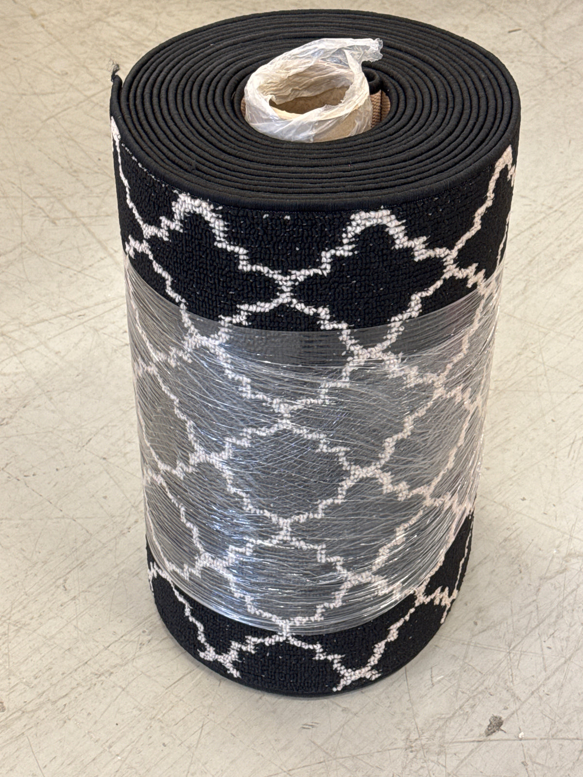 Black and White Area Rug Features a Classic Geometric Moroccan Trellis Pattern