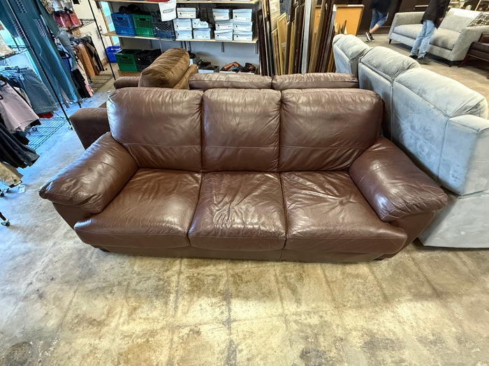 Chocolate Leather 3-Seater Sofa